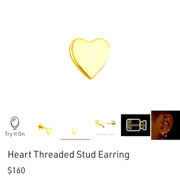 Maria Tash Gold Heart Stud Earring - Picture 1 of 6
